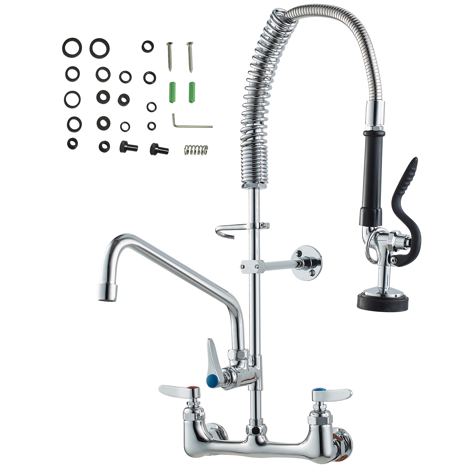 Commercial Kitchen Faucet With Pre-rinse Sprayer And Swing Spout_voghion.com